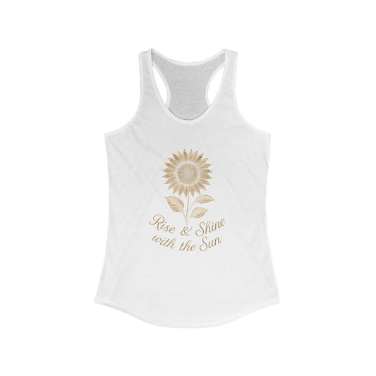Sunflower Women's Tank Top, Rise and Shine Floral Sleeveless Shirt, Summer Flower Racerback Tee, Gardening Gift, Yoga Apparel