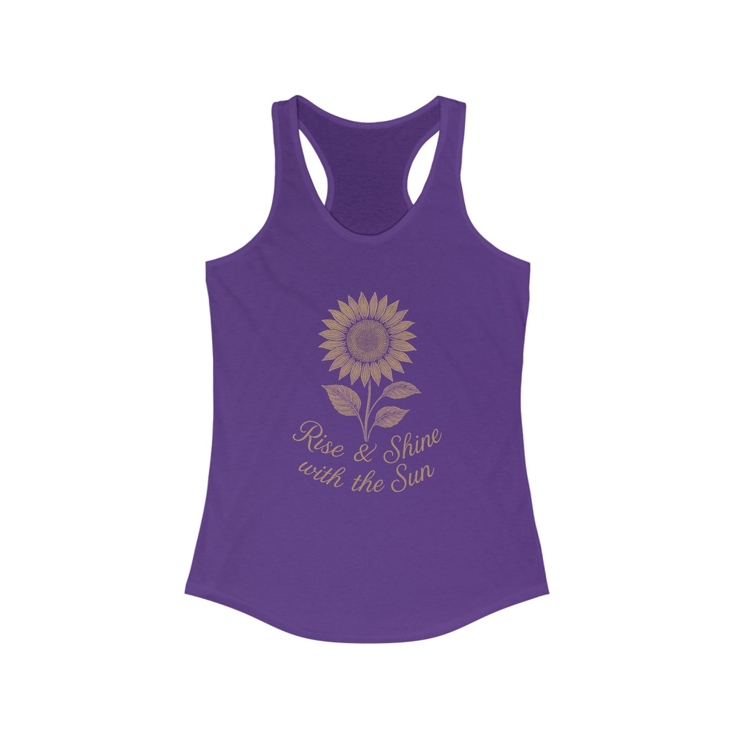 Sunflower Women's Tank Top, Rise and Shine Floral Sleeveless Shirt, Summer Flower Racerback Tee, Gardening Gift, Yoga Apparel