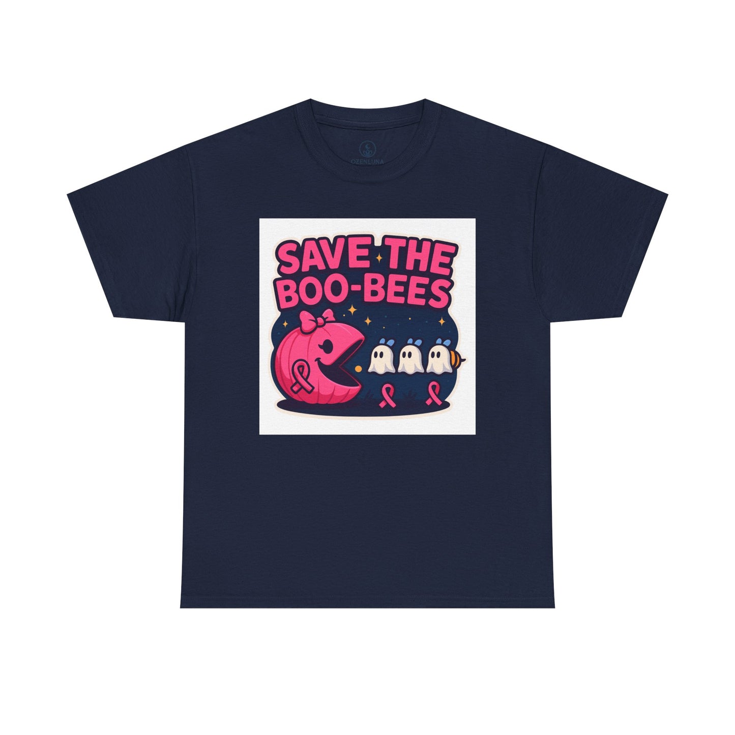 Breast Cancer Awareness Tee, Save the Boo-Bees Shirt, Unisex Cotton T-Shirt, Funny Awareness Gift, Pink Ribbon Apparel, Halloween Humor Tee