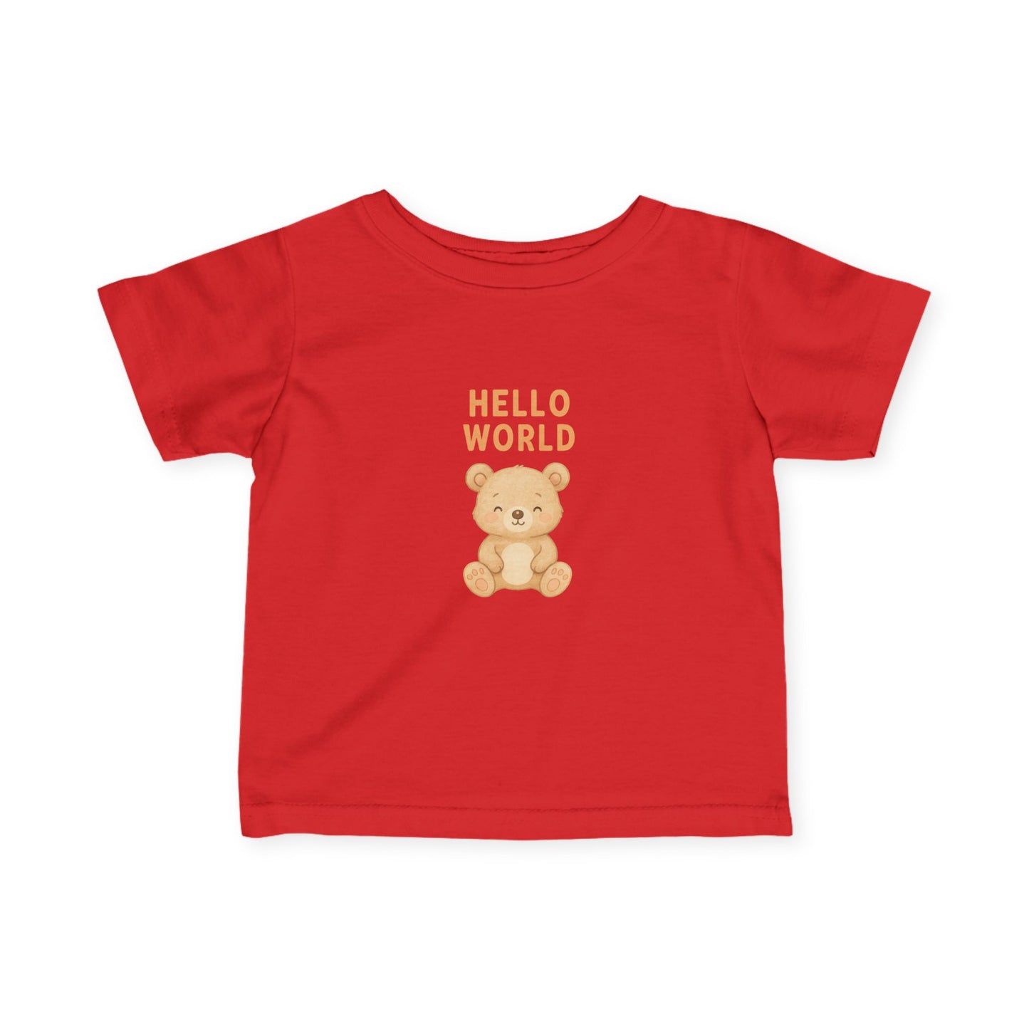 Cute Infant Tee with 'Hello World' Bear Design, Baby T-Shirt, Newborn Gift, Toddler Apparel, Adorable Kids' Clothing