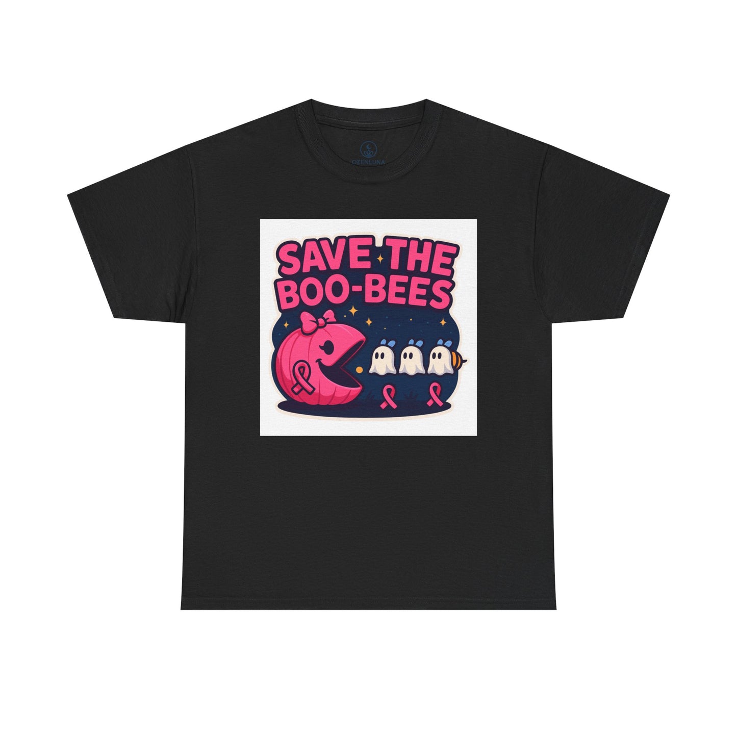 Breast Cancer Awareness Tee, Save the Boo-Bees Shirt, Unisex Cotton T-Shirt, Funny Awareness Gift, Pink Ribbon Apparel, Halloween Humor Tee