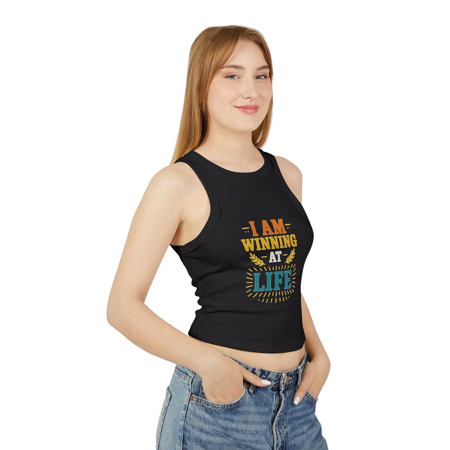 Motivational Tank Top, Women's Racer Tank, Winning at Life Tee, Funny Gift Shirt, Casual Wear, Birthday Present Apparel