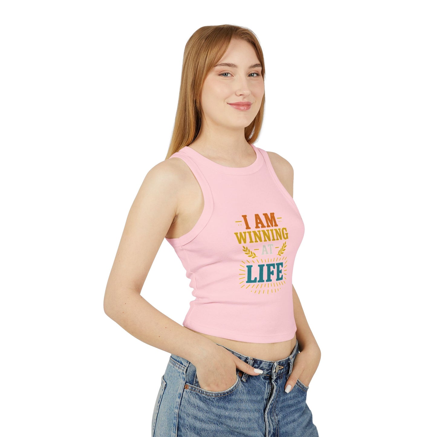 Motivational Tank Top, Women's Racer Tank, Winning at Life Tee, Funny Gift Shirt, Casual Wear, Birthday Present Apparel