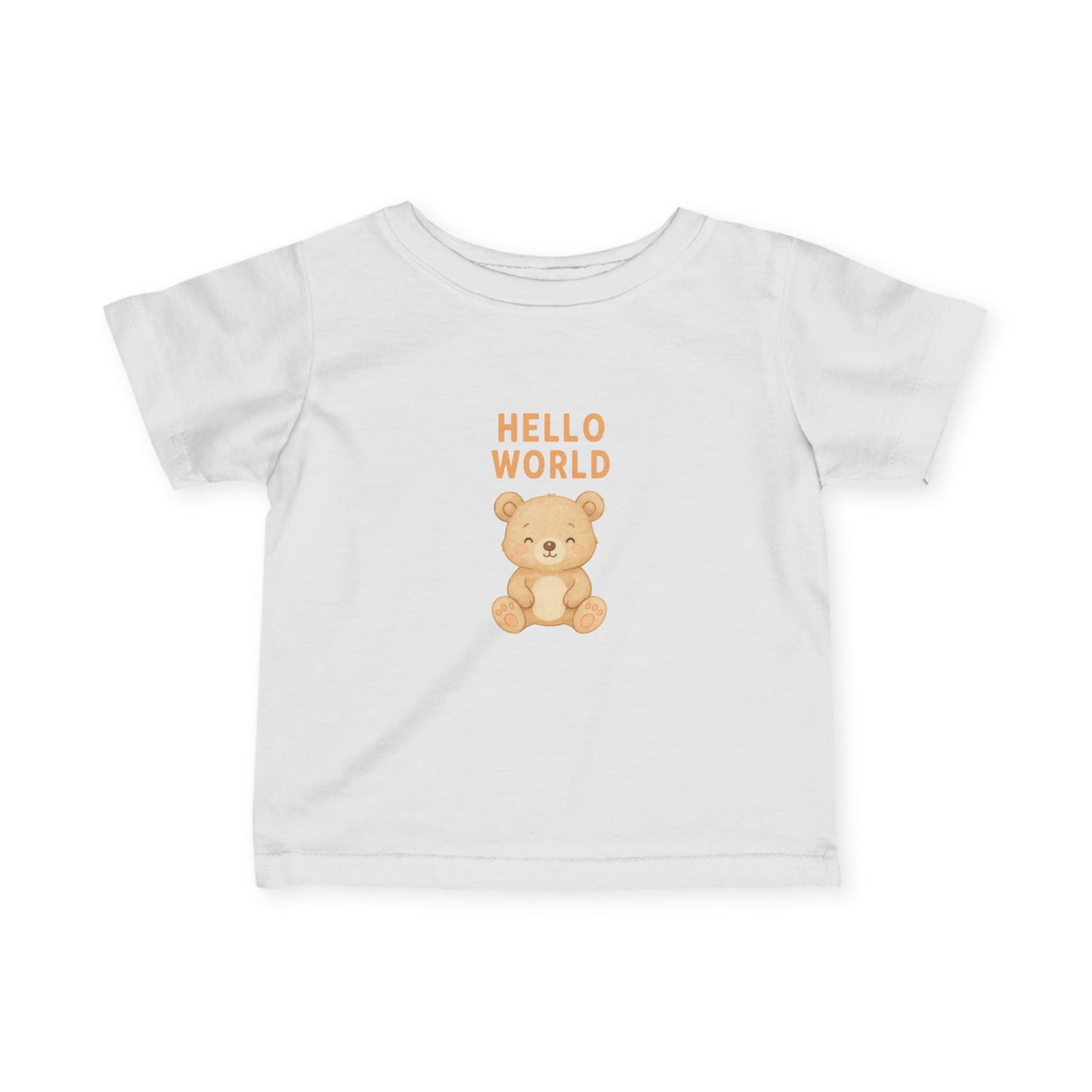 Cute Infant Tee with 'Hello World' Bear Design, Baby T-Shirt, Newborn Gift, Toddler Apparel, Adorable Kids' Clothing