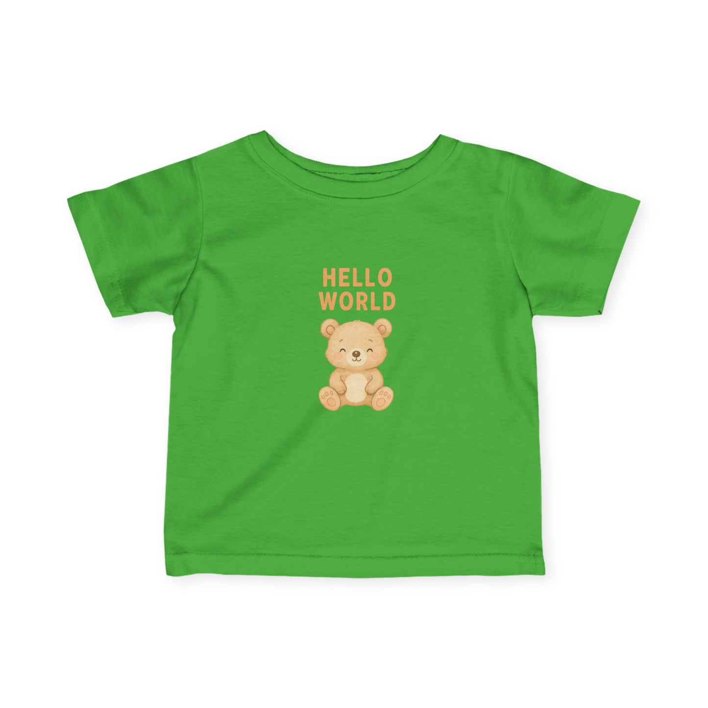 Cute Infant Tee with 'Hello World' Bear Design, Baby T-Shirt, Newborn Gift, Toddler Apparel, Adorable Kids' Clothing