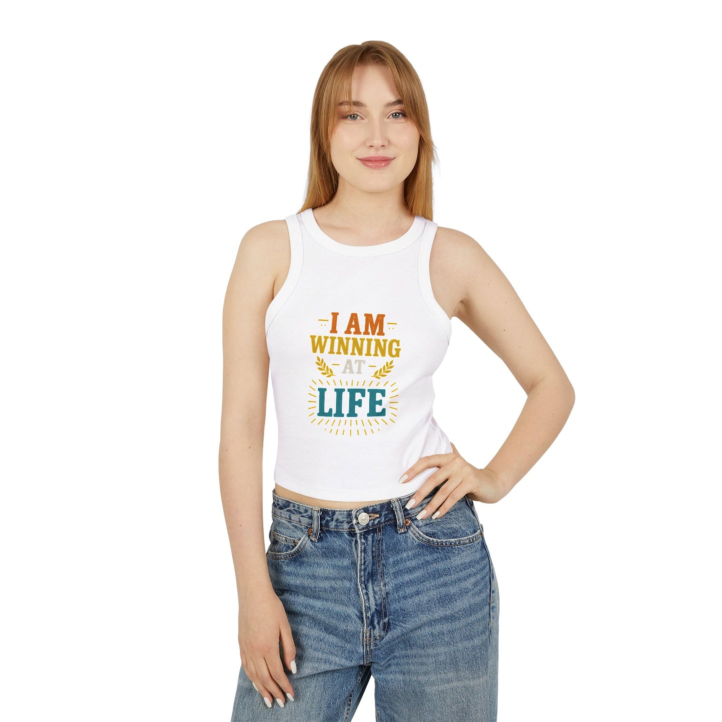 Motivational Tank Top, Women's Racer Tank, Winning at Life Tee, Funny Gift Shirt, Casual Wear, Birthday Present Apparel