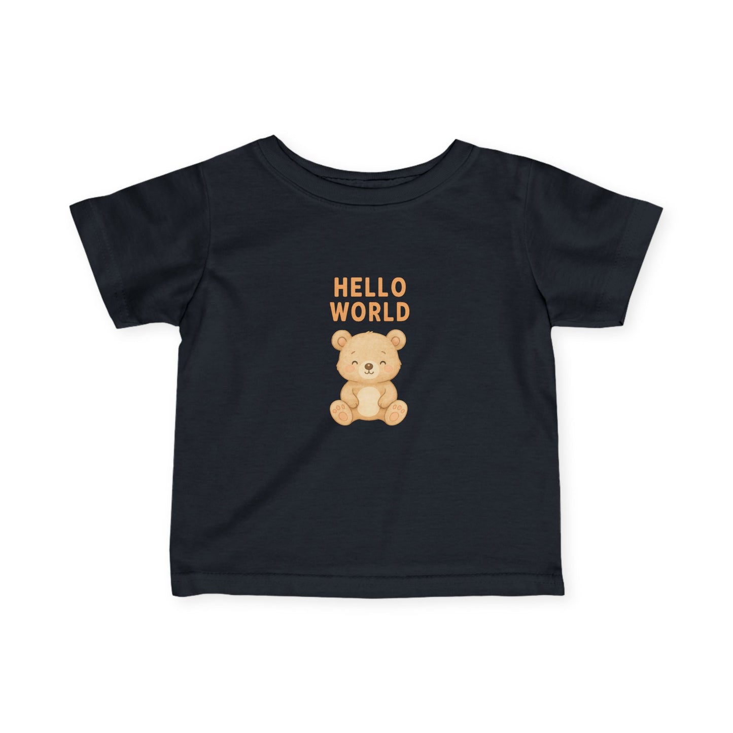 Cute Infant Tee with 'Hello World' Bear Design, Baby T-Shirt, Newborn Gift, Toddler Apparel, Adorable Kids' Clothing