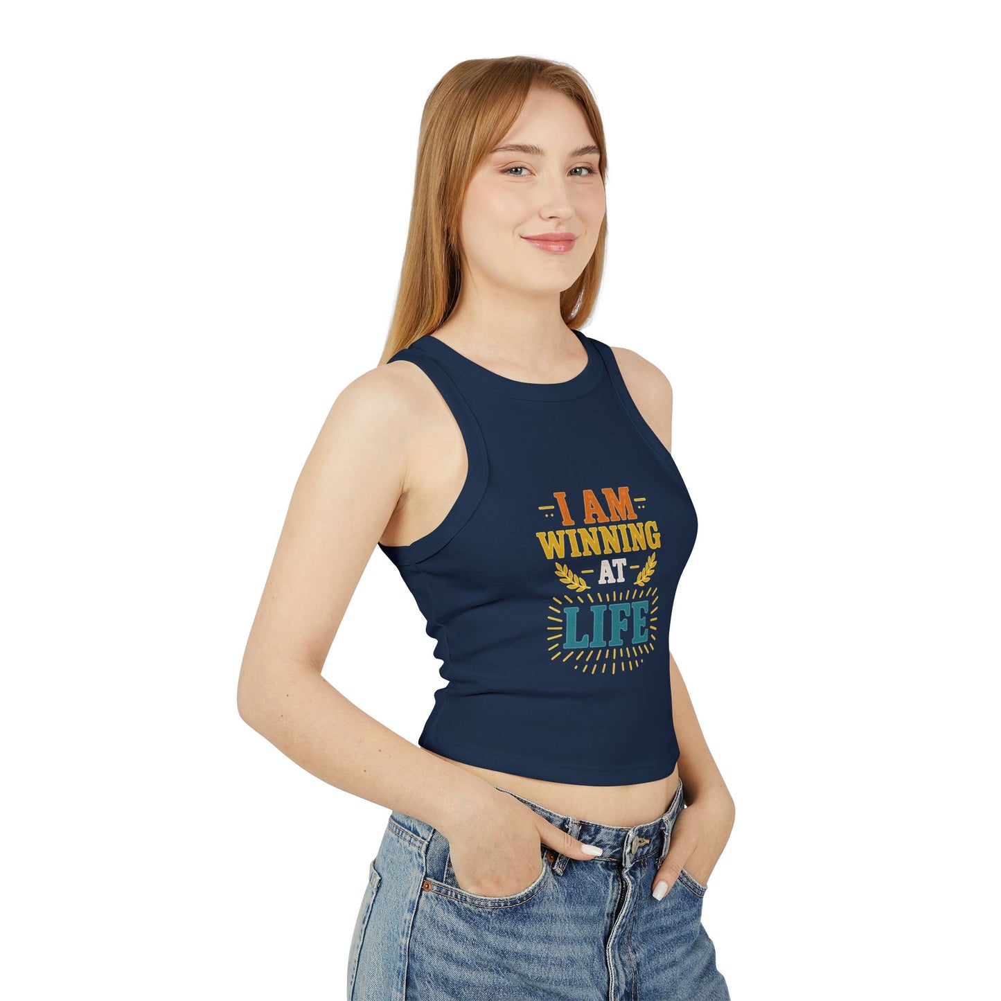 Motivational Tank Top, Women's Racer Tank, Winning at Life Tee, Funny Gift Shirt, Casual Wear, Birthday Present Apparel