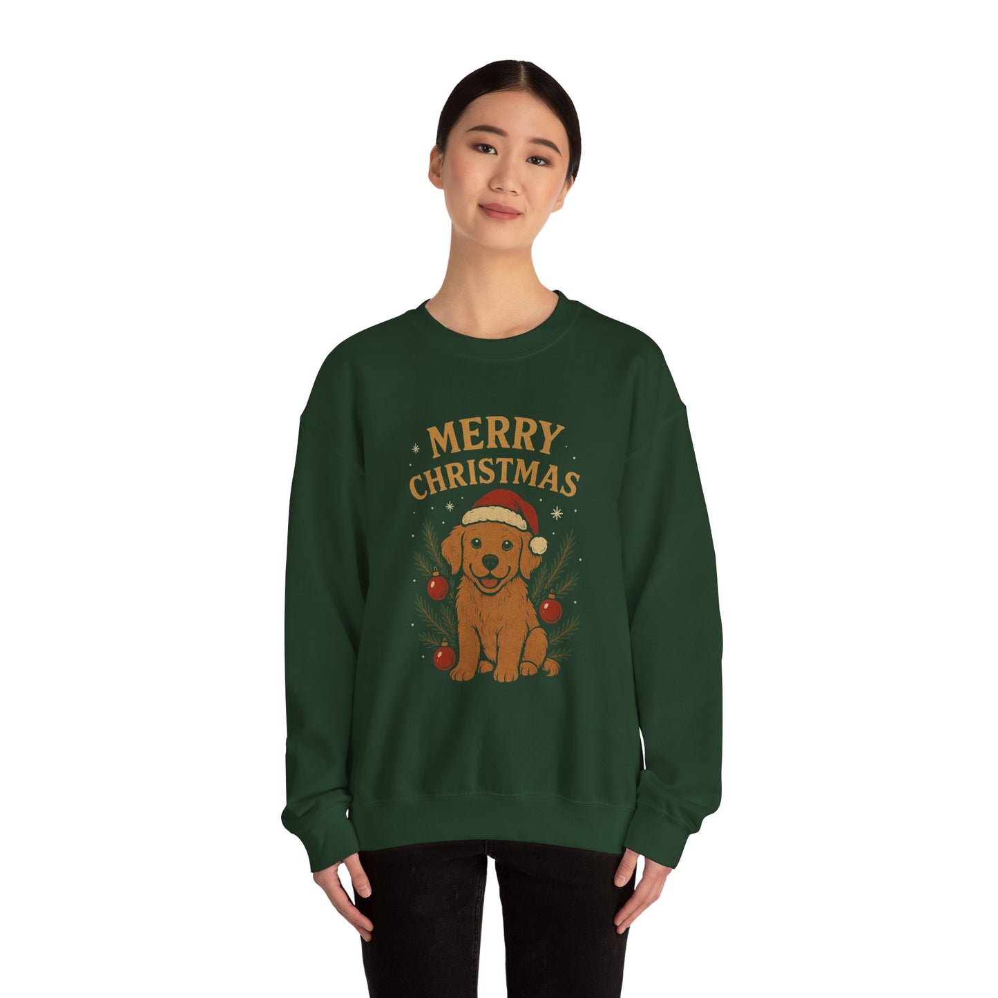 Christmas Puppy Sweatshirt - "Merry Christmas" Dog Holiday Crewneck