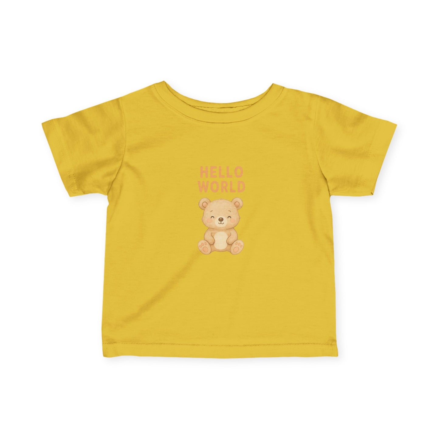 Cute Infant Tee with 'Hello World' Bear Design, Baby T-Shirt, Newborn Gift, Toddler Apparel, Adorable Kids' Clothing