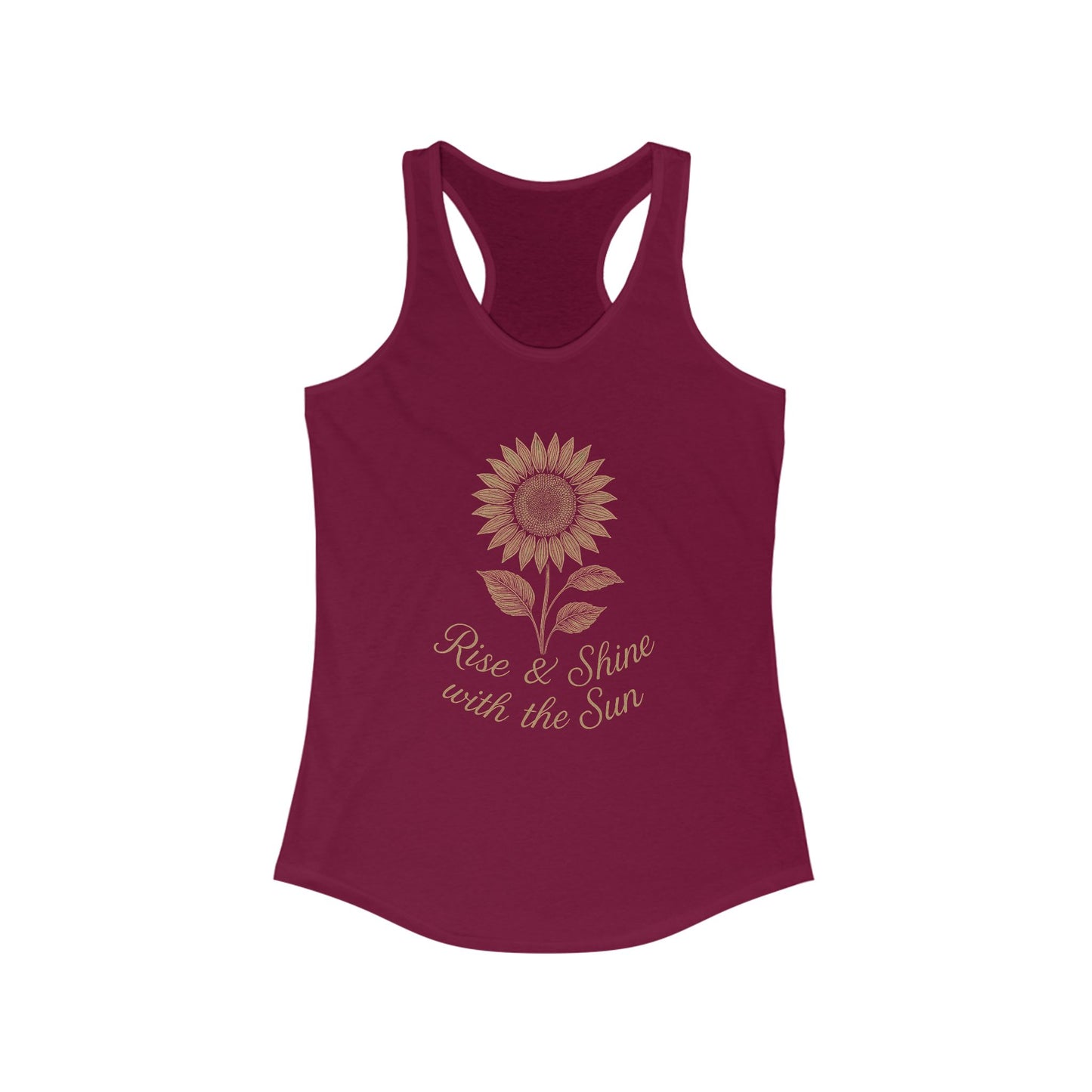 Sunflower Women's Tank Top, Rise and Shine Floral Sleeveless Shirt, Summer Flower Racerback Tee, Gardening Gift, Yoga Apparel