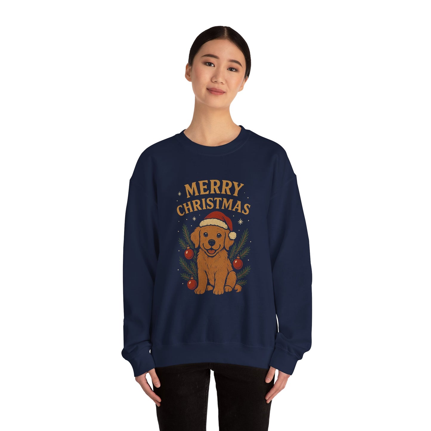Christmas Puppy Sweatshirt - "Merry Christmas" Dog Holiday Crewneck