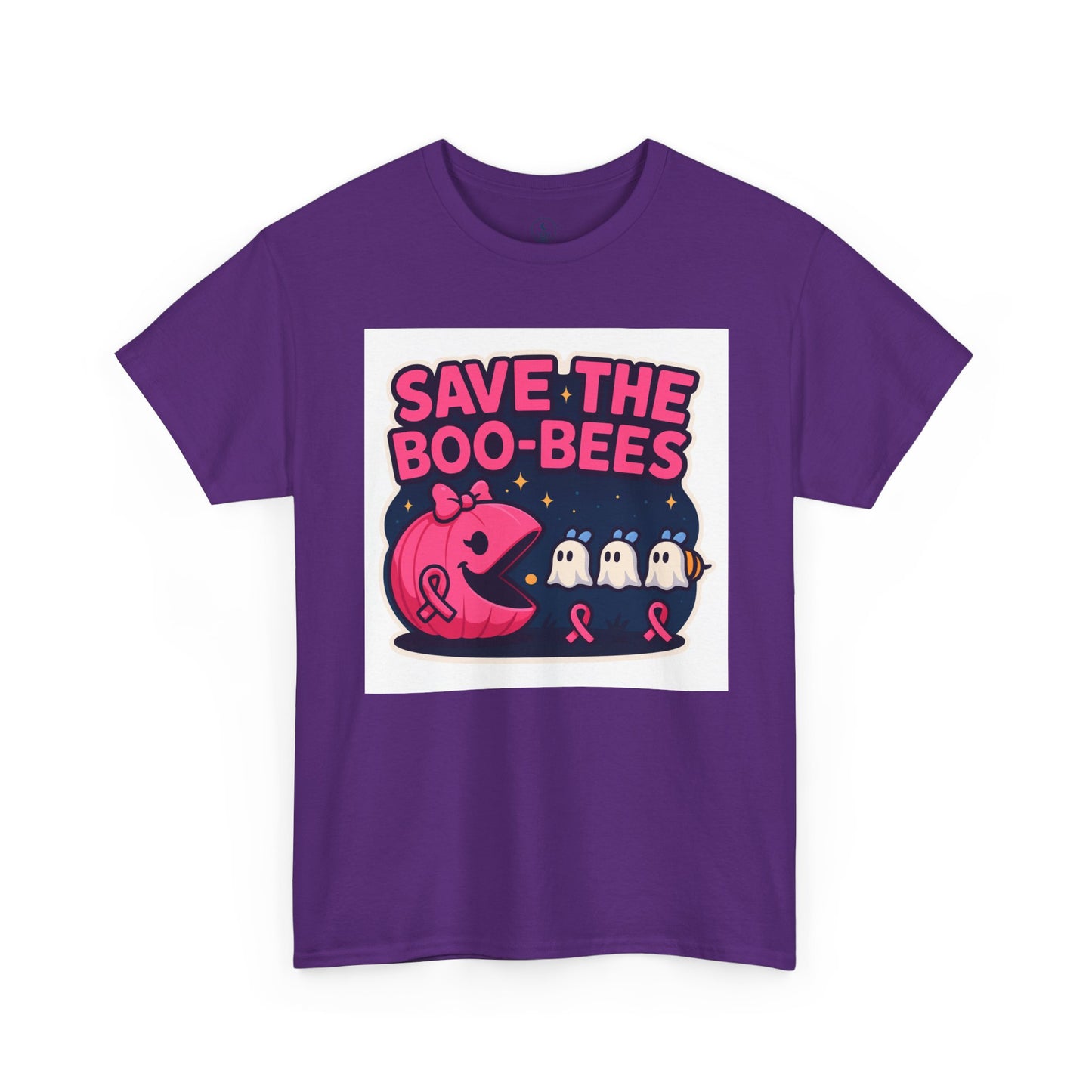Breast Cancer Awareness Tee, Save the Boo-Bees Shirt, Unisex Cotton T-Shirt, Funny Awareness Gift, Pink Ribbon Apparel, Halloween Humor Tee