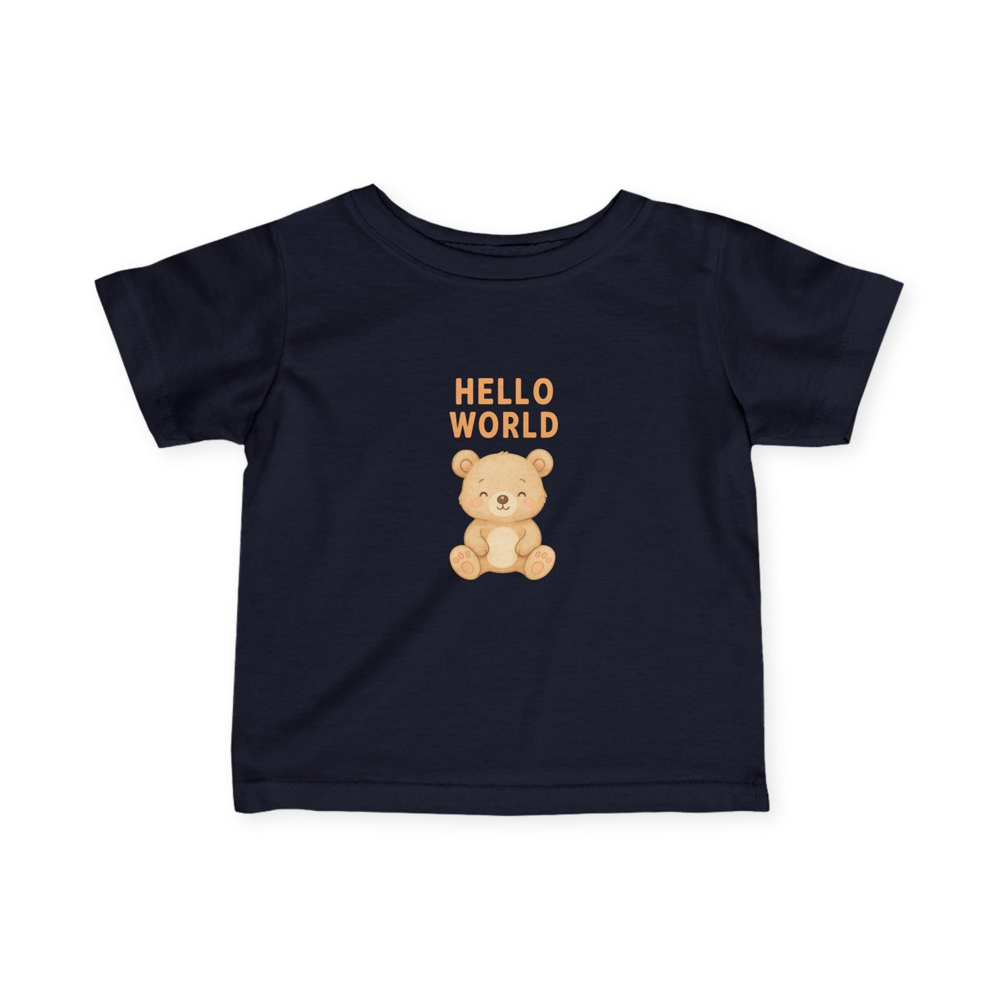 Cute Infant Tee with 'Hello World' Bear Design, Baby T-Shirt, Newborn Gift, Toddler Apparel, Adorable Kids' Clothing