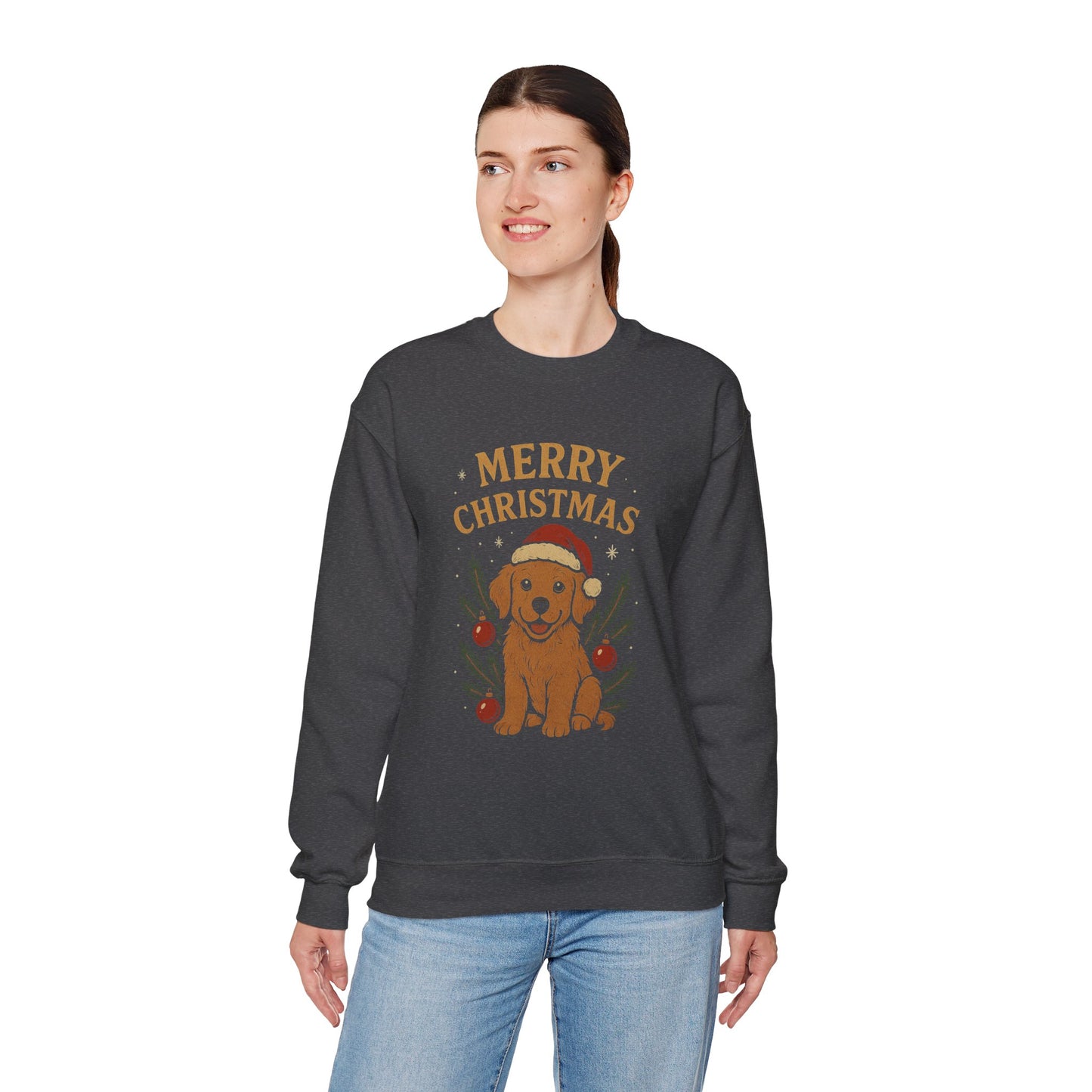 Christmas Puppy Sweatshirt - "Merry Christmas" Dog Holiday Crewneck