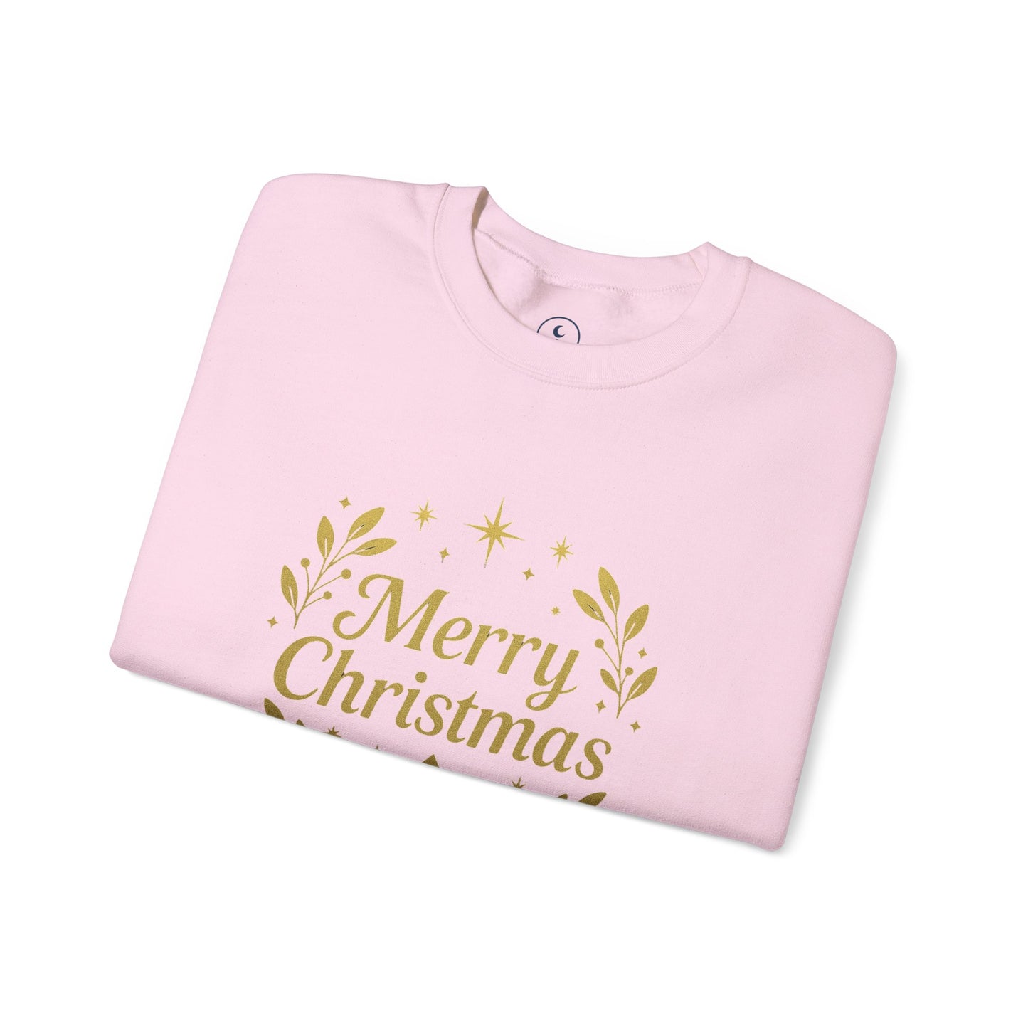 Merry Christmas Crewneck Sweatshirt — Gold Wreath Holiday Sweatshirt