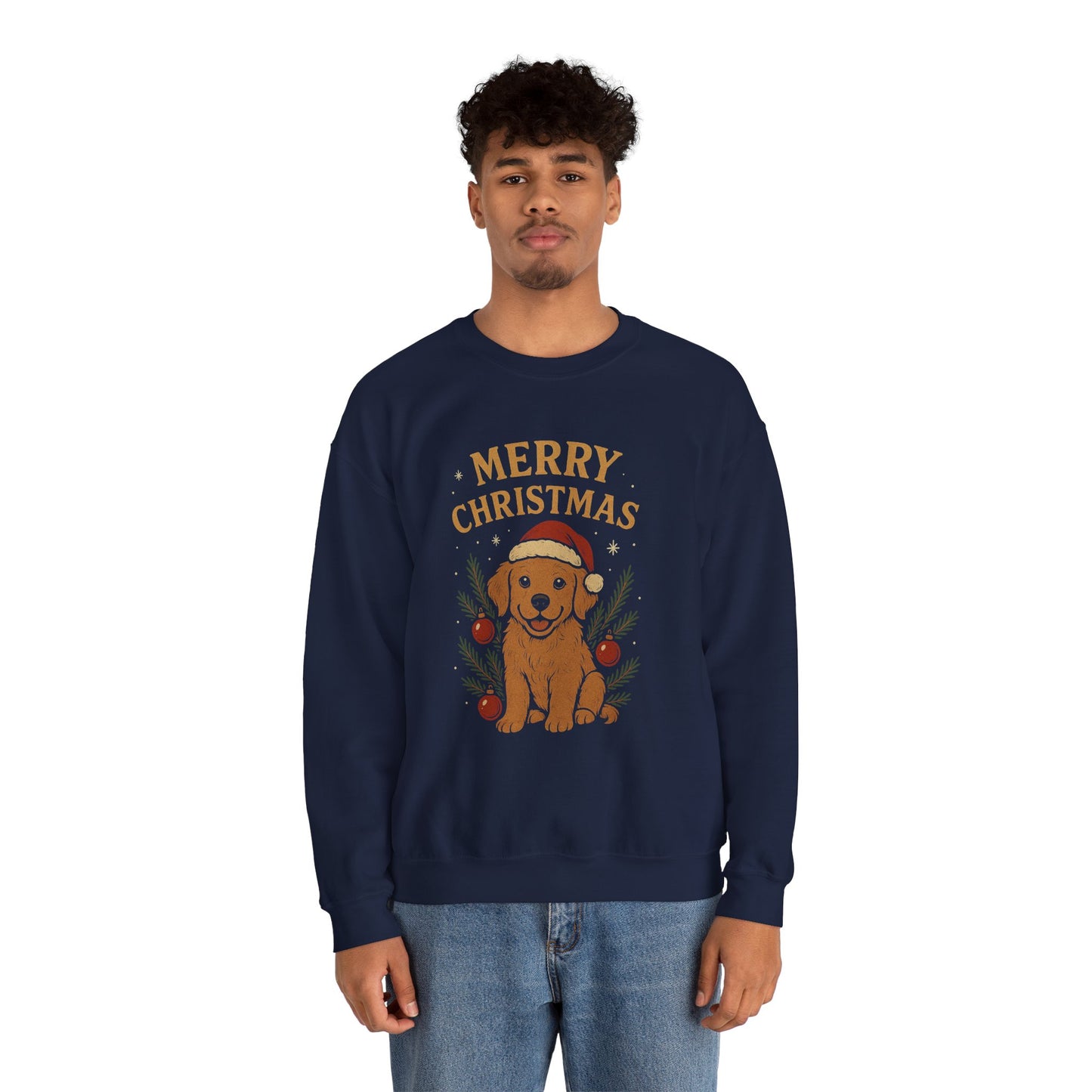 Christmas Puppy Sweatshirt - "Merry Christmas" Dog Holiday Crewneck