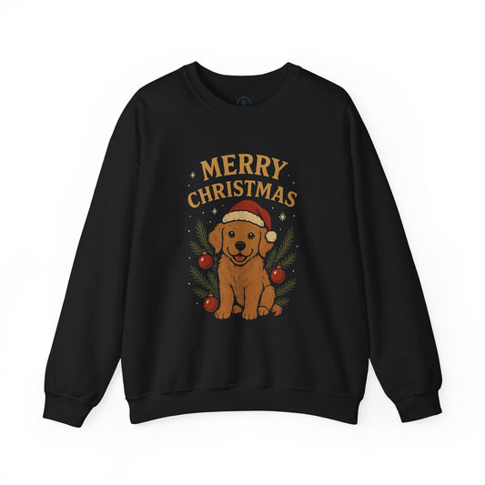 Christmas Puppy Sweatshirt - "Merry Christmas" Dog Holiday Crewneck