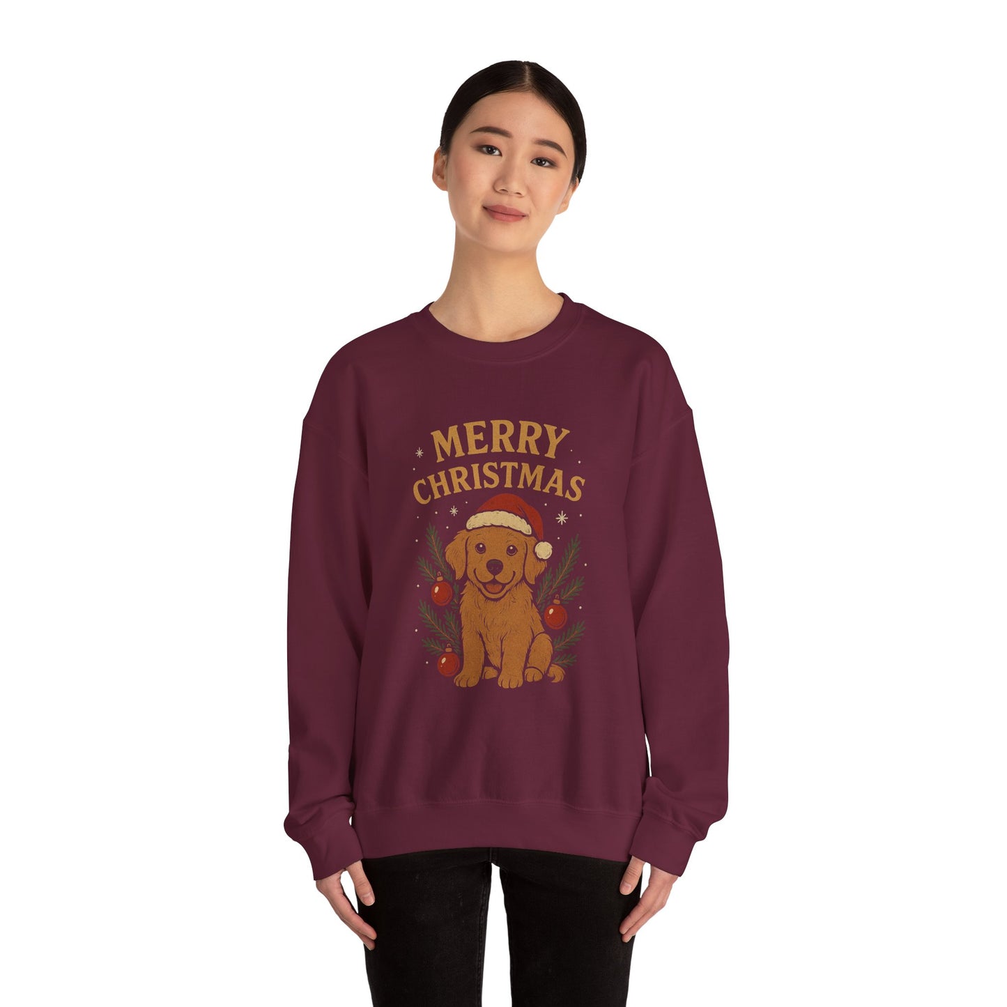 Christmas Puppy Sweatshirt - "Merry Christmas" Dog Holiday Crewneck