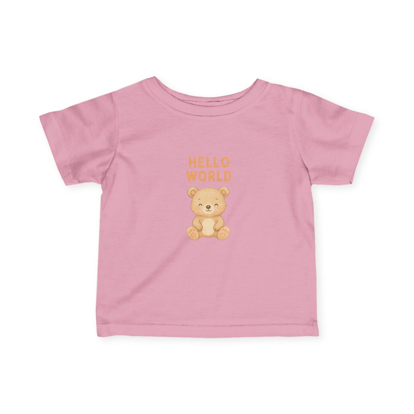 Cute Infant Tee with 'Hello World' Bear Design, Baby T-Shirt, Newborn Gift, Toddler Apparel, Adorable Kids' Clothing