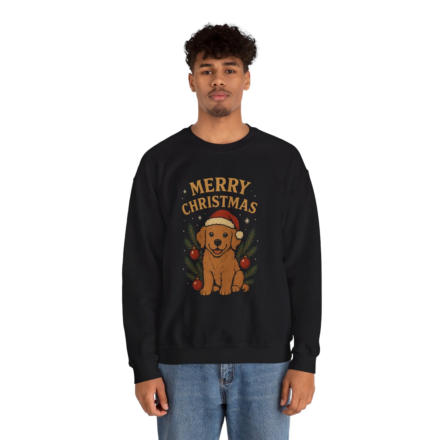 Christmas Puppy Sweatshirt - "Merry Christmas" Dog Holiday Crewneck