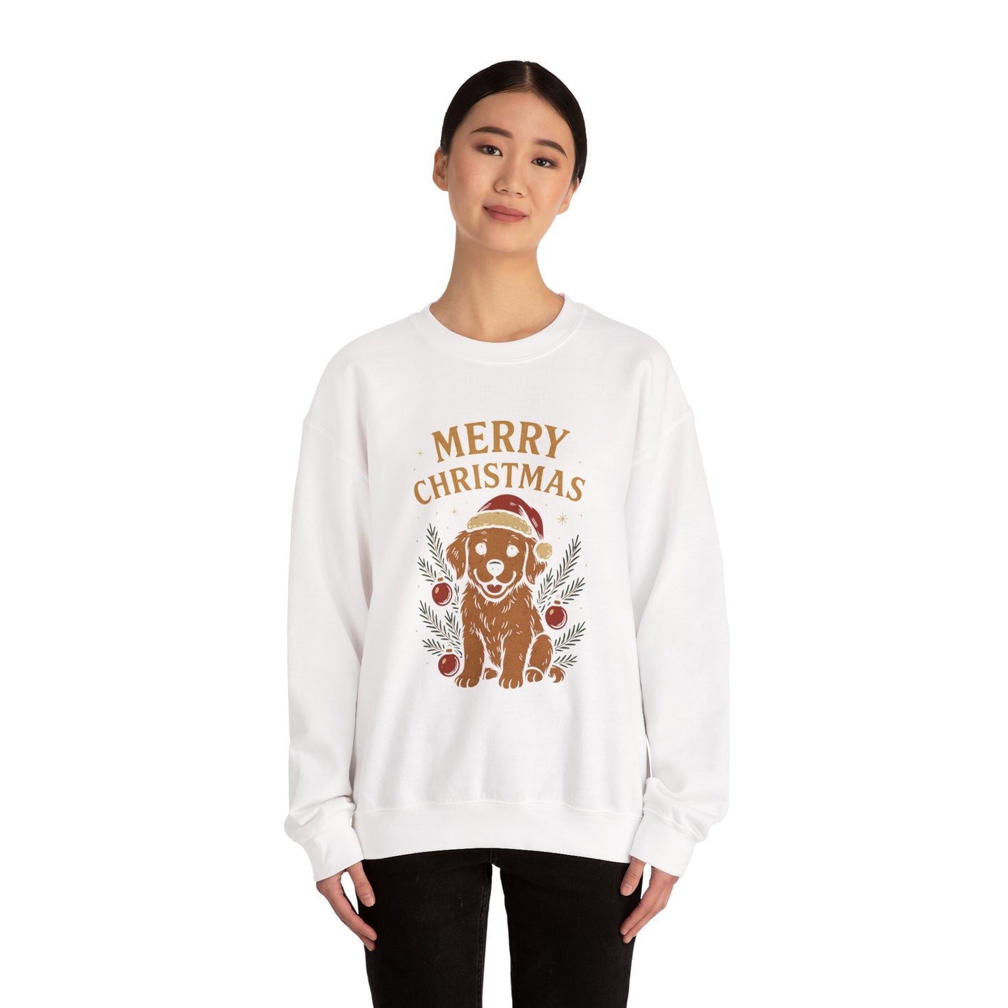Christmas Puppy Sweatshirt - "Merry Christmas" Dog Holiday Crewneck