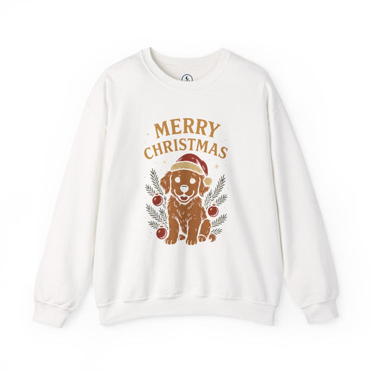 Christmas Puppy Sweatshirt - "Merry Christmas" Dog Holiday Crewneck