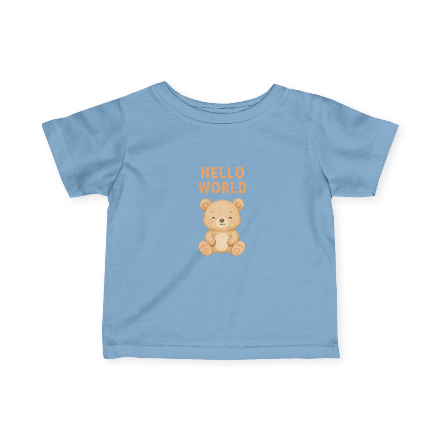 Cute Infant Tee with 'Hello World' Bear Design, Baby T-Shirt, Newborn Gift, Toddler Apparel, Adorable Kids' Clothing