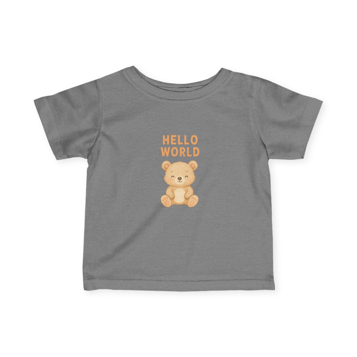 Cute Infant Tee with 'Hello World' Bear Design, Baby T-Shirt, Newborn Gift, Toddler Apparel, Adorable Kids' Clothing