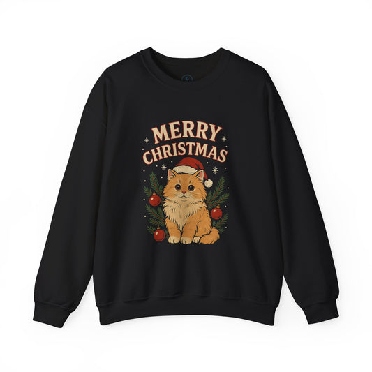 Merry Christmas Cat Sweatshirt — Cute Kitten Holiday Crewneck