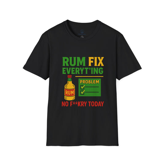 Humorous Rum Fix T-Shirt, Funny Gift for Friends, Tropical Party Tee, Casual Summer Wear, Beach Vibes