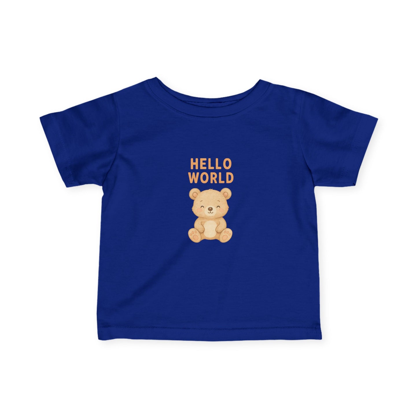 Cute Infant Tee with 'Hello World' Bear Design, Baby T-Shirt, Newborn Gift, Toddler Apparel, Adorable Kids' Clothing