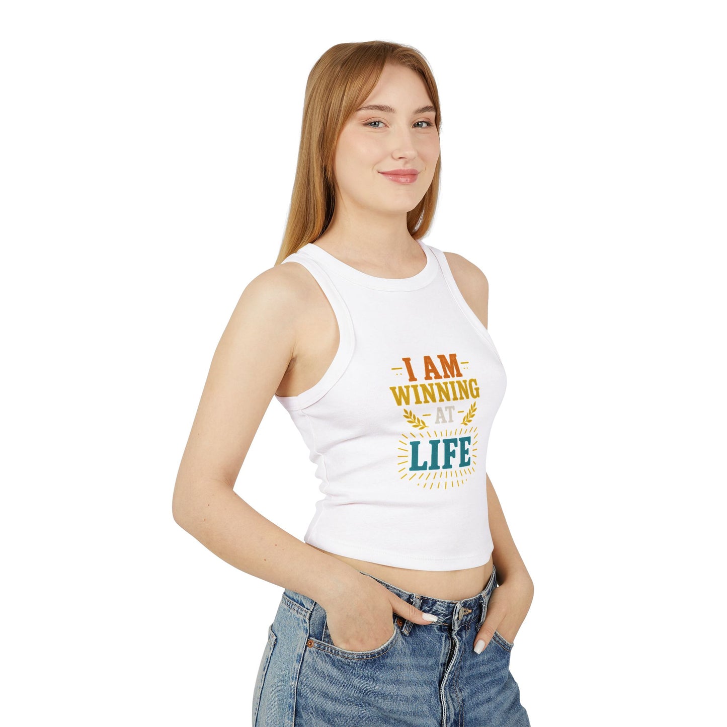 Motivational Tank Top, Women's Racer Tank, Winning at Life Tee, Funny Gift Shirt, Casual Wear, Birthday Present Apparel