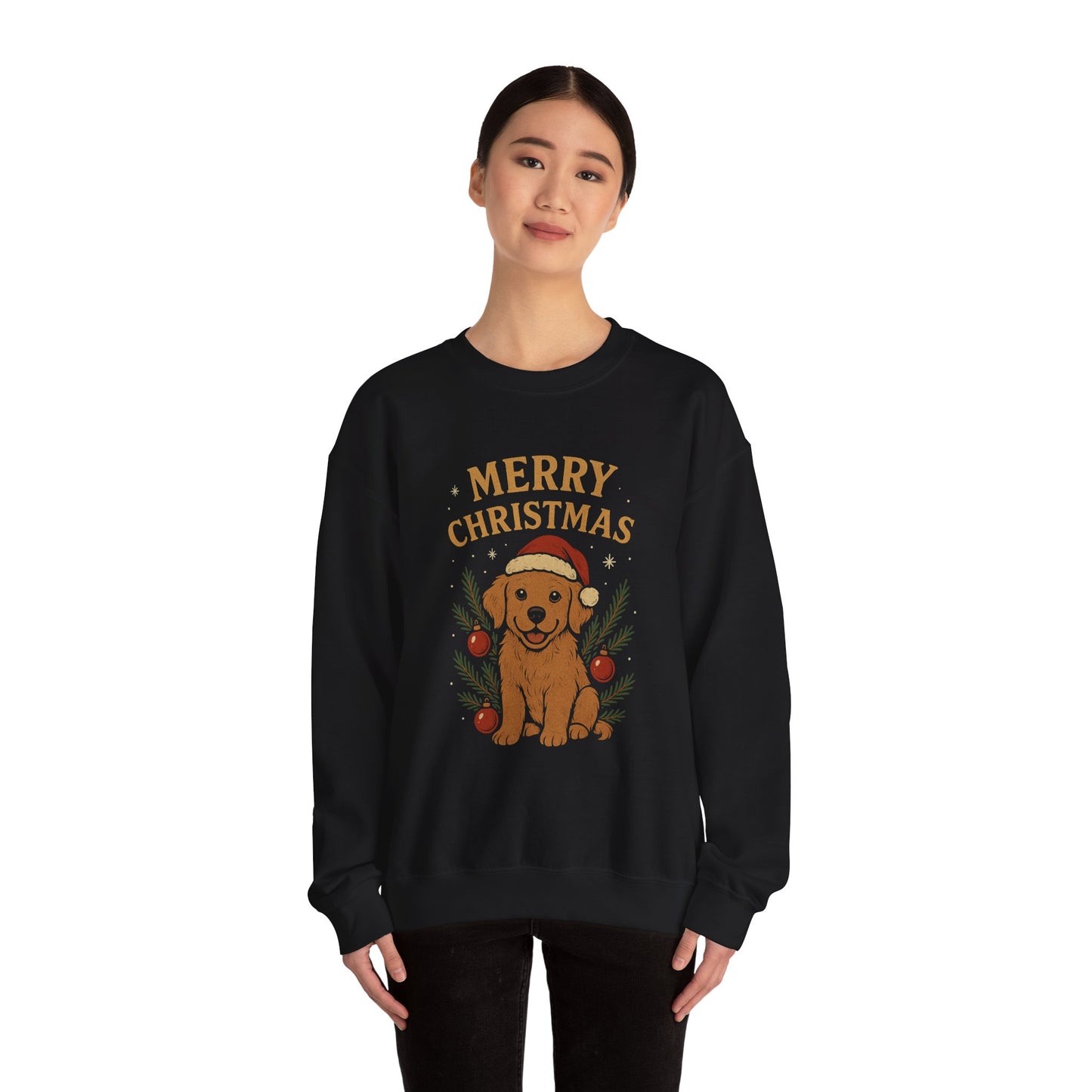 Christmas Puppy Sweatshirt - "Merry Christmas" Dog Holiday Crewneck